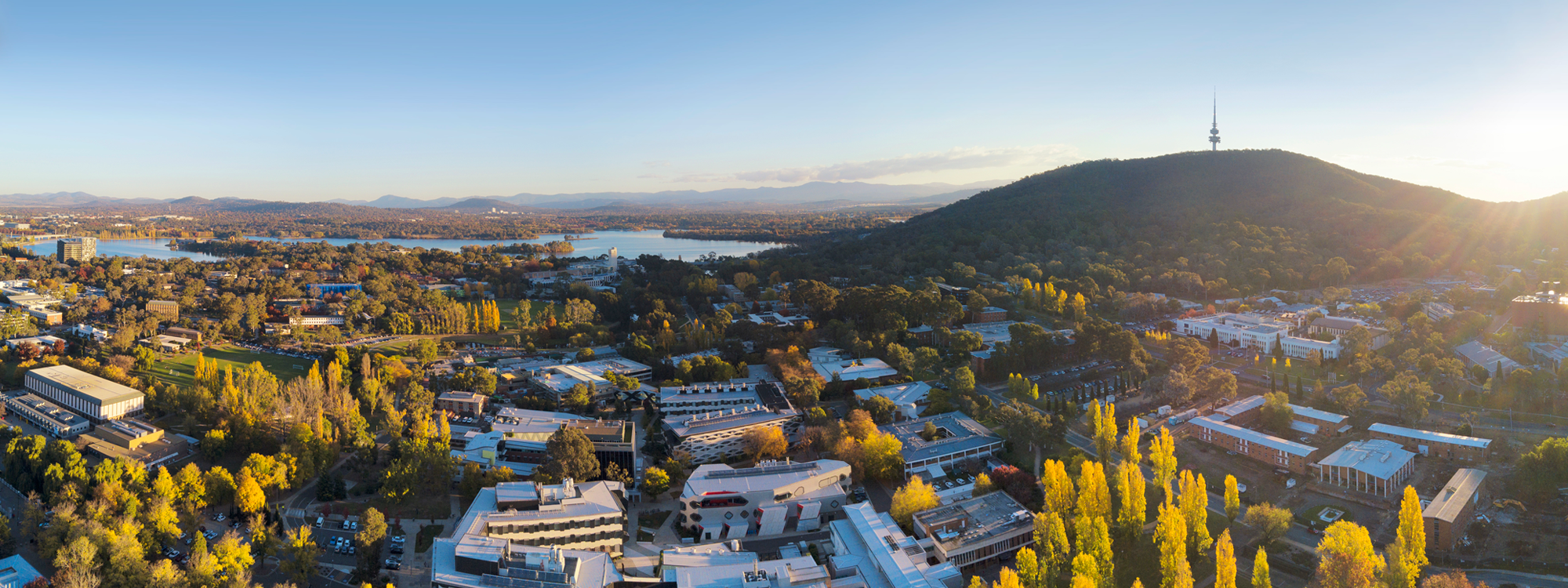 Aerial view of the ANU campus