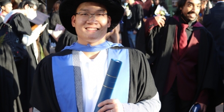 Thien Truong, PhD said it was “a great honour” to receive his PhD sash and a handshake from Vice-Chancellor and Nobel Laureate Brian Schmidt. He was one of 225 graduates of the ANU College of Engineering & Computer Science to participate in the 15 July, 2022 Conferring of Awards ceremony.