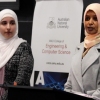 Rand Hassan (left) Fatima Hamid (right) present on solar power as a clean energy source for charging electric vehicles. 