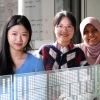 Pioneering Women: Dr Xiaoyu (Chloe) Sun is pictured with PhD candidates Chunyi Sun (left) and Sumayya Ziyad (right).